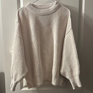 Aerie Cream Ribbed Turtleneck Sweater